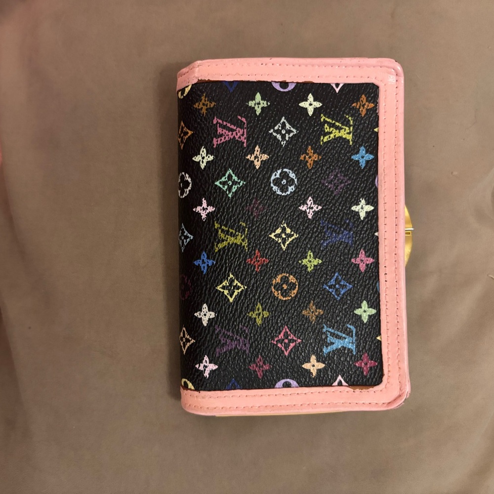 Louis Vuitton Multicolor Monogram Wallet with Pink Trim